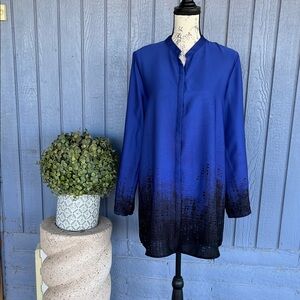 ElieTahari Blue and Black Ombre Blouse L